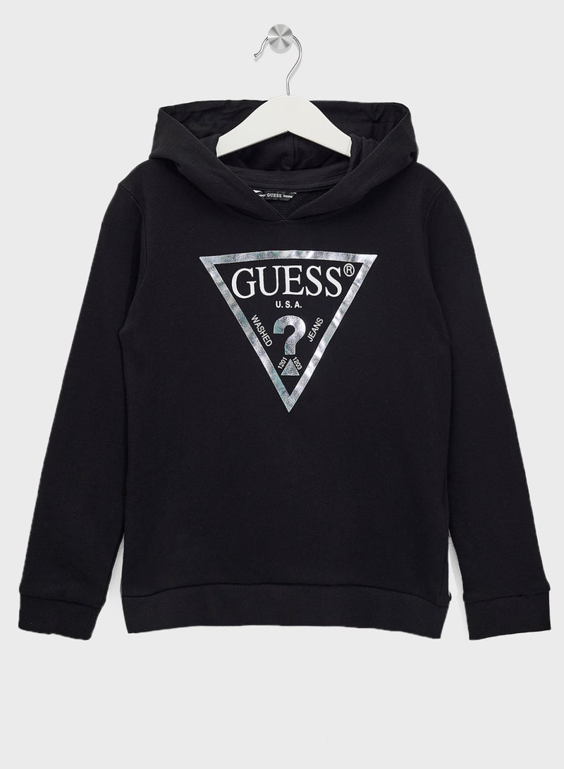 GUESS Kids Logo Fleece Hoodie  - Image 1