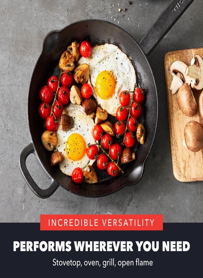 GreenPan x Bobby Flay 10” Cast Iron Pre-Seasoned Skillet with Helper Handle, Professional Grade Heavy Duty, Induction, Pour Spouts, Versatile Stovetop, Oven, BBQ Grill Fire, Indoor/Outdoor Use, Black - Image 3