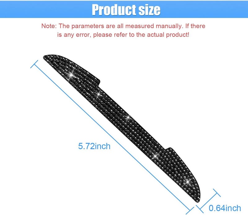 LHDOS 4PCS Bling Car Door Handle Scratch Protective Stickers, Rhinestone Anti-Collision Car Exterior Decoration Strip, Auto Side Rearview Mirror Edge Safety Guard, Universal Vehicle Accessory (Black) - Image 2
