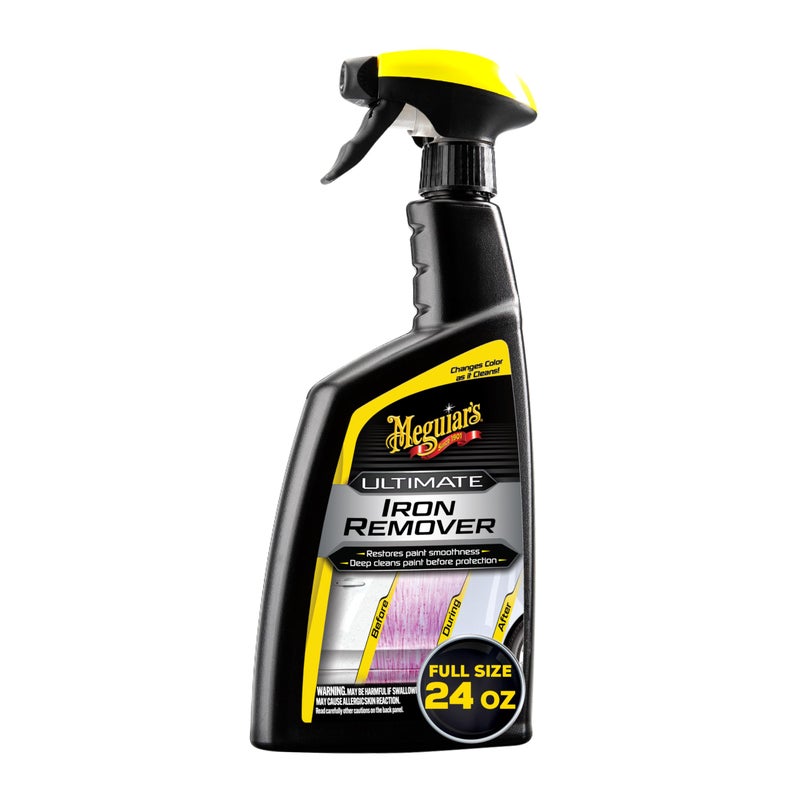 Meguiars Ultimate Iron Remover Quickly Remove Embedded Iron Particles and Industrial Fallout That Impair Paint Color Clarity and Paint Smoothness Chemical Contaminant Remover 24 Oz