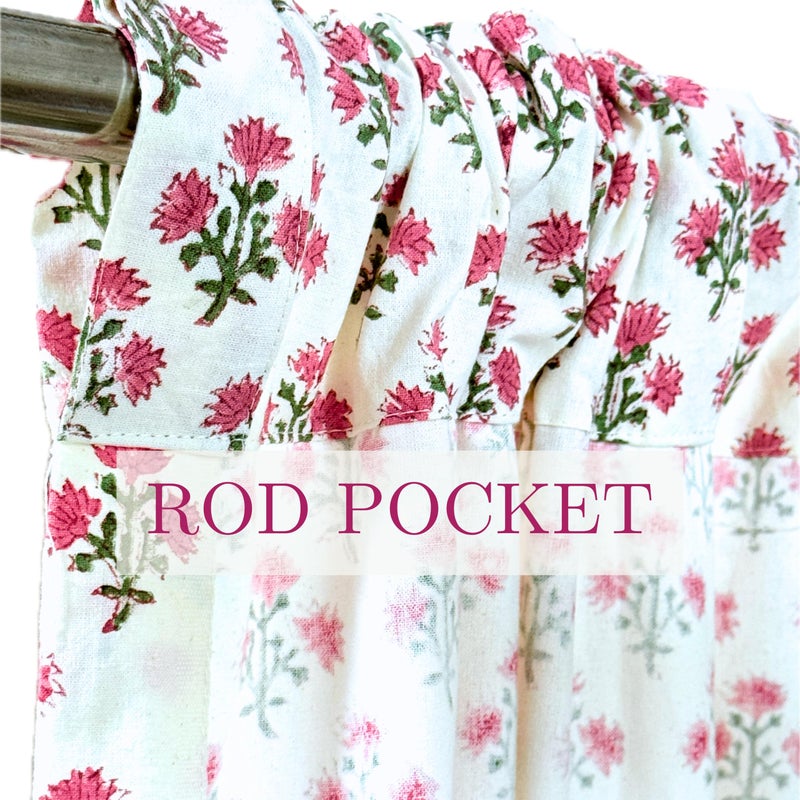 ATOSII 100% Cotton Single Panel Floral Block Print Curtain, Easy Hanging with Rod Pocket & Loop, Living Room, Dining Room, Bedroom Light Filtering Boho Curtains, Set of 1, 60"W X 84"L, Gulbahar Pink - Image 5