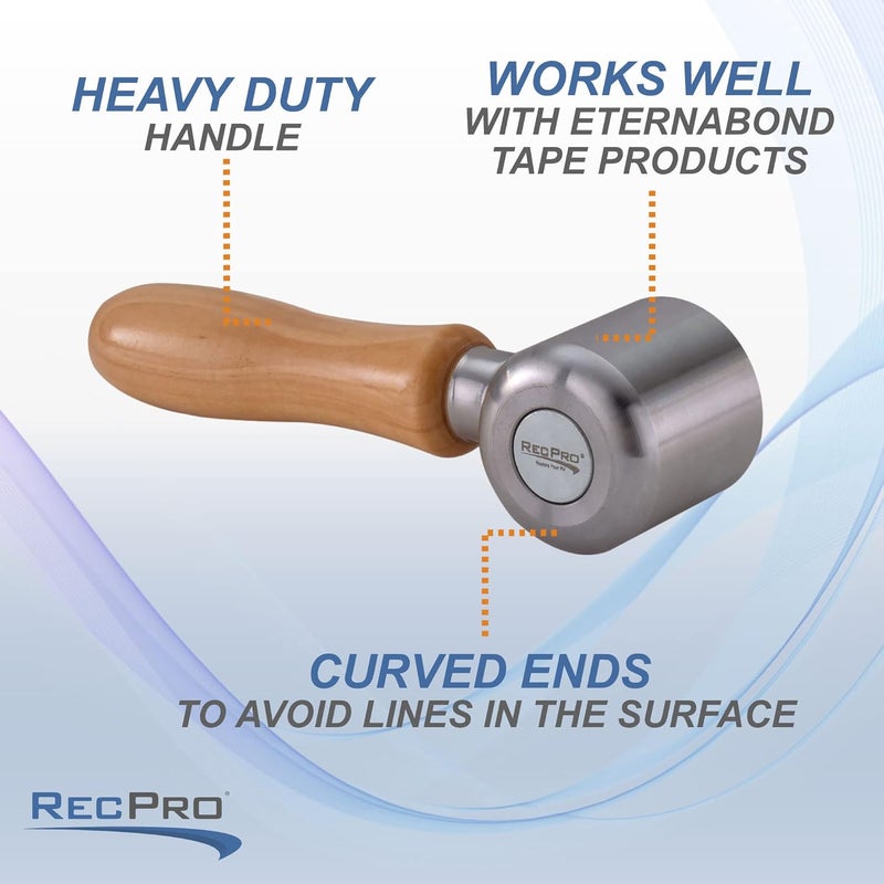 RecPro 2" Steel Roller with Wood Handle for Eternabond Tape | RV Roof Repair | Sealant Steel Seam Roller 1-1/2" X 2" Radius Edge - Image 4