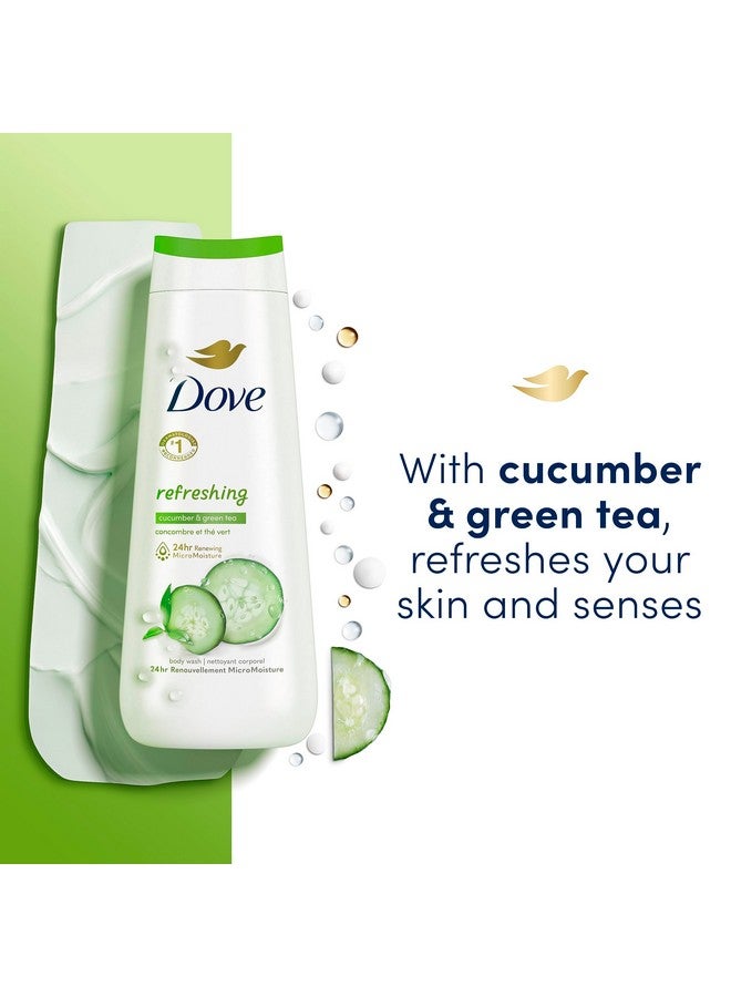 دوف غسول الجسم دوف للترطيب العميق، للبشرة الحساسة، الخيار والشاي الأخضر، وزبدة الشيا والفانيليا، 4 قطع، منظف للبشرة مع ترطيب دقيق متجدد لمدة 24 ساعة، 20 أونصة - Image 3