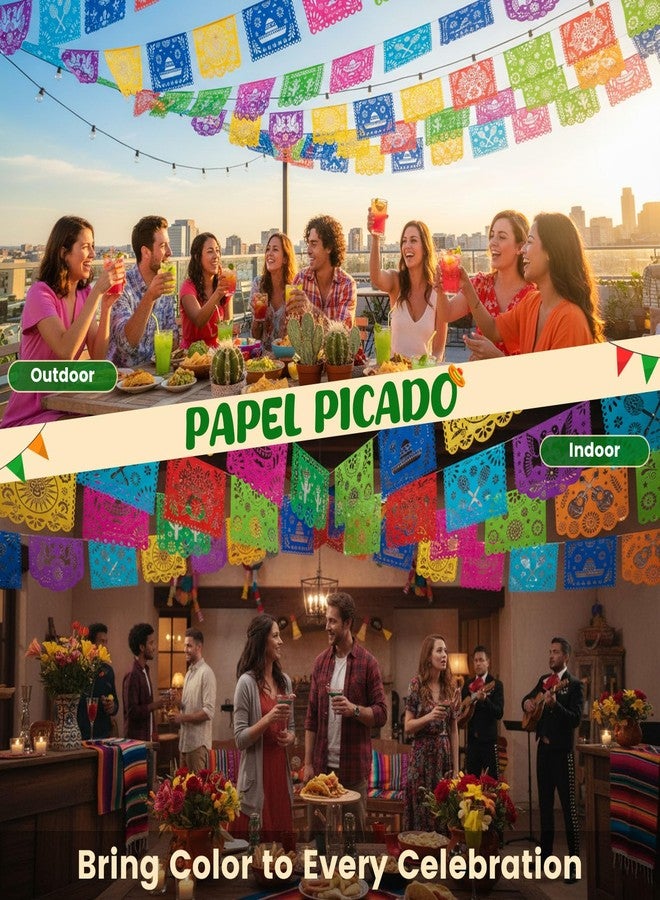 DomeStar 3 Packs 54 Ft Cinco De Mayo Decoration Mexican Party Banner, Fiesta Decoration Papel Picado Mexican Theme Birthday Party Favors Dia De Los Muertos Day of the Dead Hanging Decor Supplies - Image 3