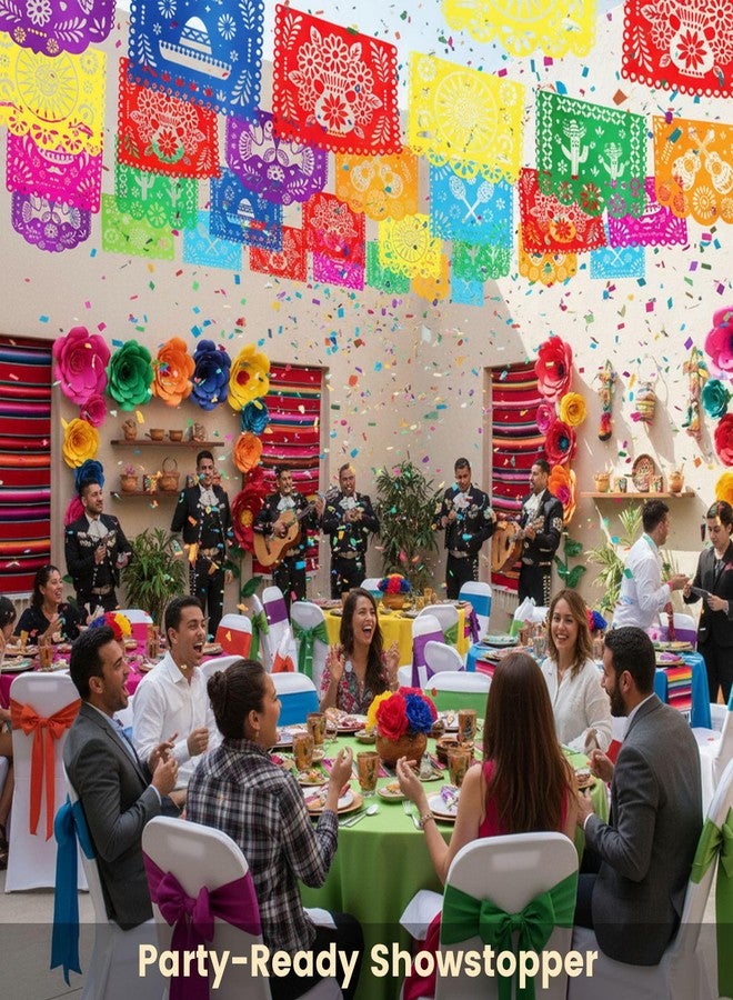DomeStar 3 Packs 54 Ft Cinco De Mayo Decoration Mexican Party Banner, Fiesta Decoration Papel Picado Mexican Theme Birthday Party Favors Dia De Los Muertos Day of the Dead Hanging Decor Supplies - Image 2