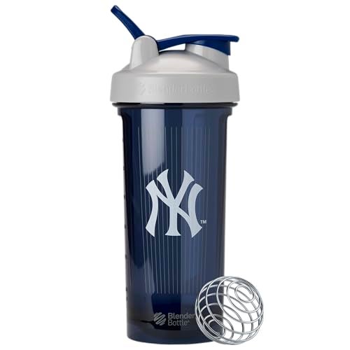 BlenderBottle Shaker Bottle Pro Series Perfect for Protein Shakes and Pre Workout 28Ounce GreyBlue New York Yankees - Image 1