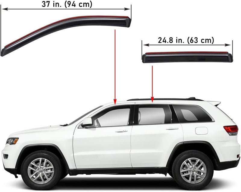 Lightronic WV194252 In-Channel Side Window Visor Deflector Rain Guard Set for Jeep Grand Cherokee (2011-2021) - Image 2