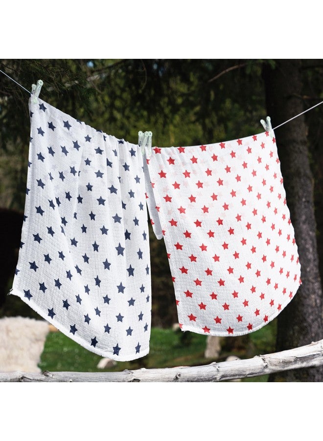 Bacati Set of 4 Little Sailor Muslin Swaddling Blankets, Blue/Red - Image 4