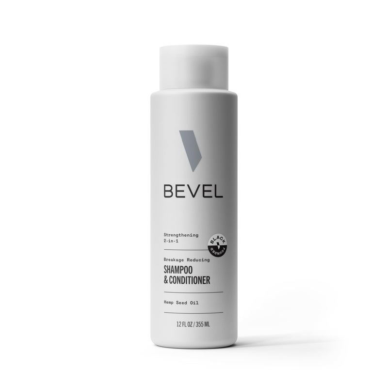 Bevel Shampoo and Conditioner for Men with Hemp Seed Oil and Biotin 2 in 1 Strengthening Formula Conditions and Moisturizes Hair to Reduce Breakage 12 Oz Packaging May Vary