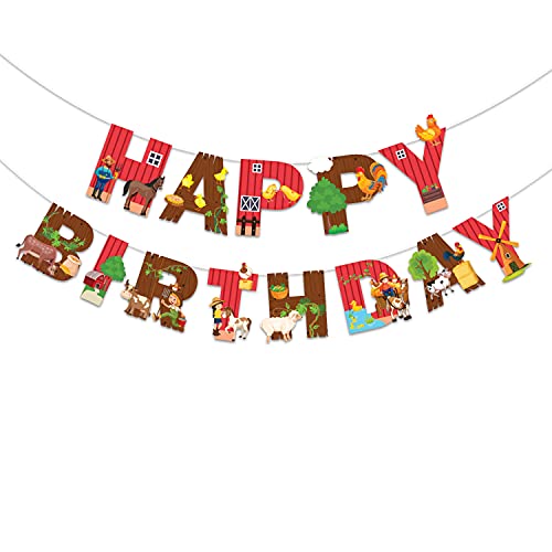Festiko Farm House Animal Theme Happy Birthday Party Decoration Combo (36 Pcs)|Farm House Animals Party Favors For Kids Birthday Decoration(Banner/Bunting|Swirls|Balloons|Cup Cake Topper|Ribbons) - Image 3