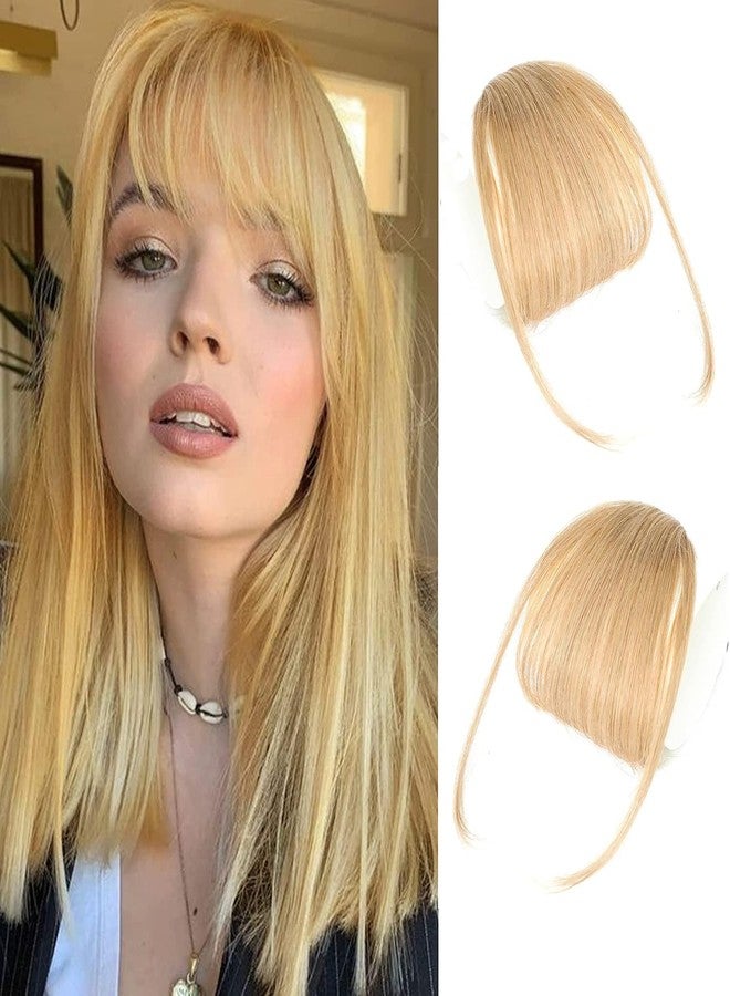 hengya Clip on Bangs 100% Human Hair Wispy Bangs Clip in Hair Extensions Honey Blonde Air Bangs Fringe with Temples Hairpieces for Women Curved Bangs for Daily Wear(Honey Blonde Bangs) - Image 1