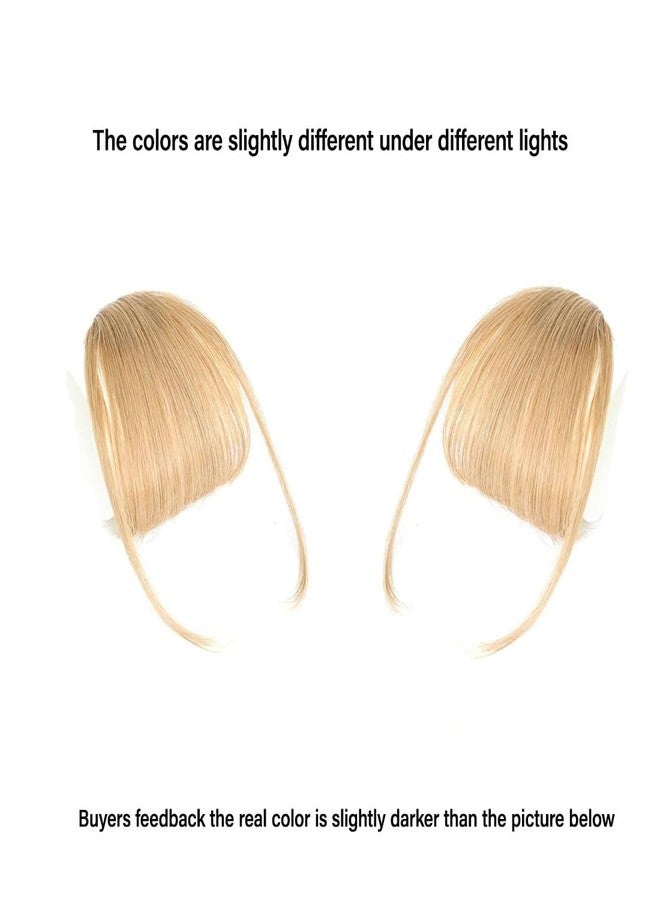 hengya Clip on Bangs 100% Human Hair Wispy Bangs Clip in Hair Extensions Honey Blonde Air Bangs Fringe with Temples Hairpieces for Women Curved Bangs for Daily Wear(Honey Blonde Bangs) - Image 2