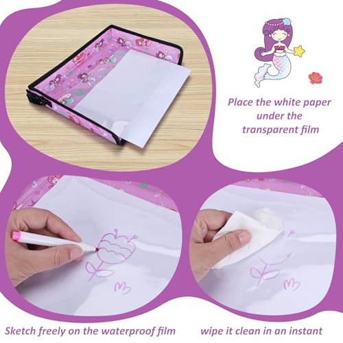 INFANZIA Kids Travel Tray Table Cover, Plane essentials for Toddler, Airplane Travel Tray, Travel Essential Must-Haves for Train and Flying Supplies (Mermaids Purple) - Image 5