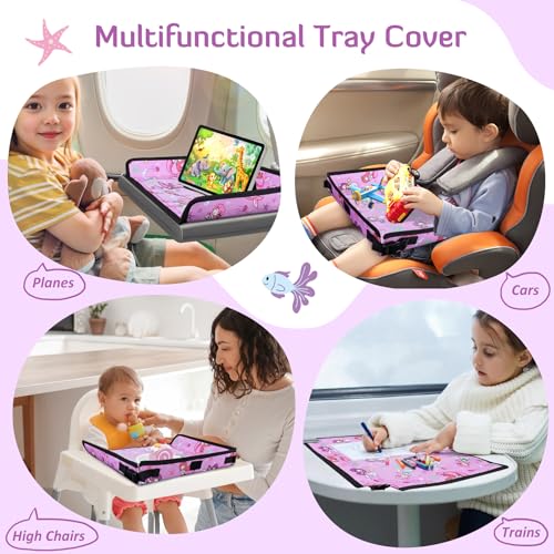 INFANZIA Kids Travel Tray Table Cover, Plane essentials for Toddler, Airplane Travel Tray, Travel Essential Must-Haves for Train and Flying Supplies (Mermaids Purple) - Image 4