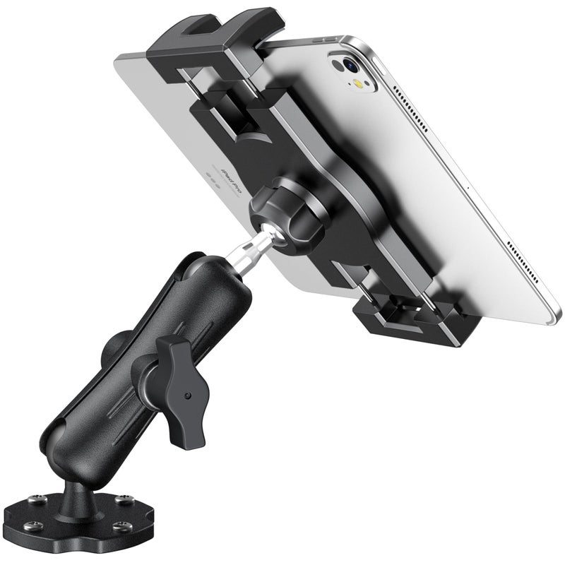 Keuvirya Heavy Duty Tablet Mount for Truck & Vehicle, Drill Base Tablet Holder for Truck with Aluminum Arm, Compatible with 4.7"-12.9" Tablets/iPad/Phones, iPad Truck Mount for Dashboard, Walls, Boat - Image 1