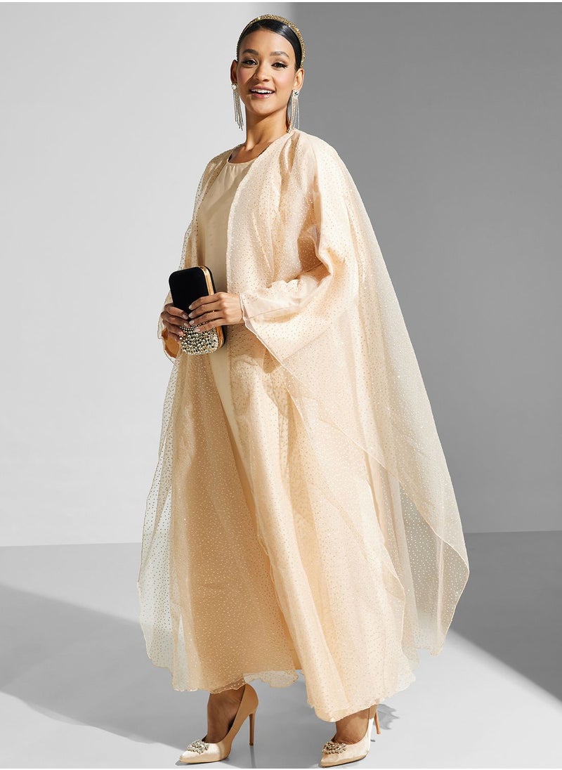 Khizana Shimmer Open Front Abaya  - Image 5