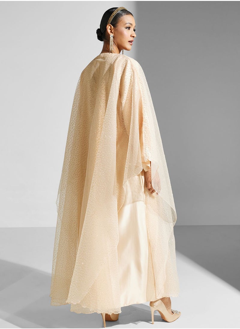 Khizana Shimmer Open Front Abaya  - Image 2