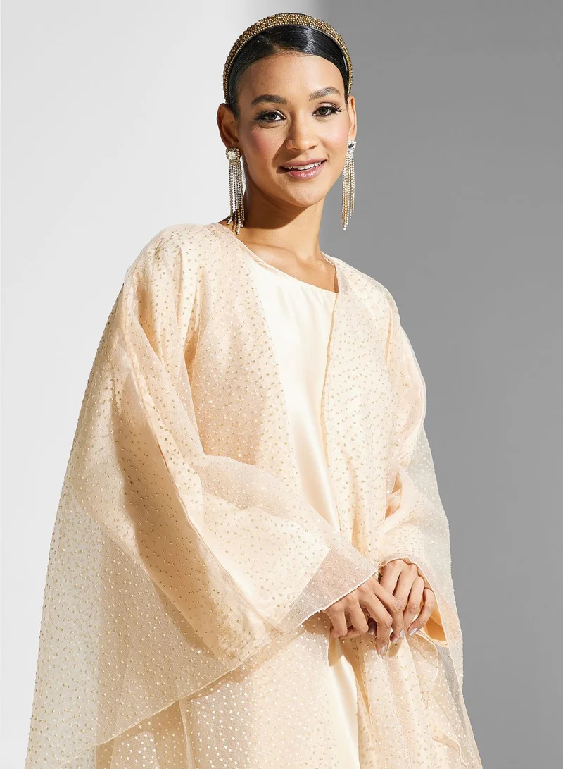 Khizana Shimmer Open Front Abaya