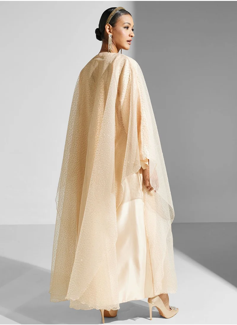 Khizana Shimmer Open Front Abaya