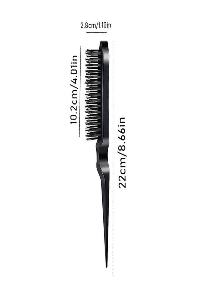 Pinaka Teasing Brush Root Teasing to Add Volume and Hair Care Scalp Massage for Women Hair Growth, Rat Tail Combs for Back Combing Black Color - Image 3