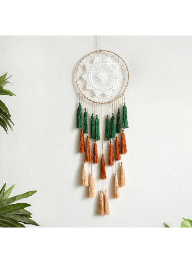 Artilady - Artilady 8inch Handmade Tassel Dream Catcher Wall Decoration (Green Mix) - Image 1