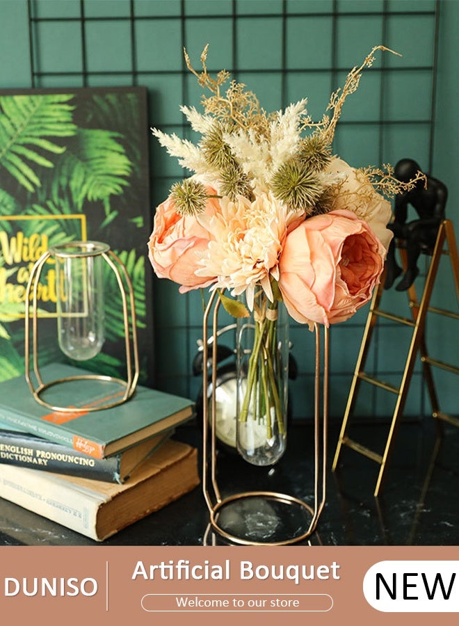 DUNISO 1PCS Artificial Flowers Table Centerpieces Decor Fake Silk Flowers Bouquets Arrangement for Home Room Office Party Table Flowers Decoration Wedding Table Centerpieces - Image 1