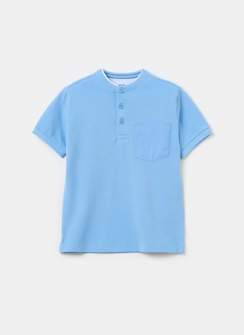 او في اس Textured Cotton T-Shirt With Pocket