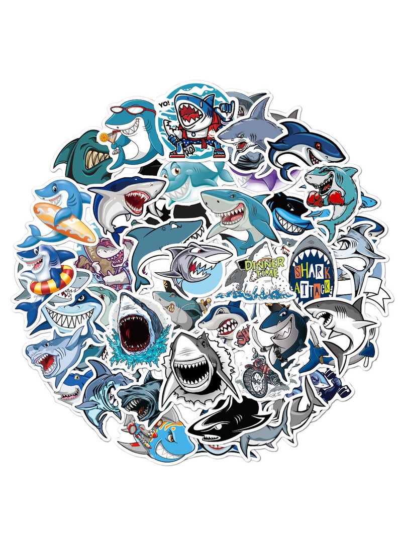 50 Pieces Shark Stickers Waterproof Vinyl Ocean Shark Sticker Cute Sea Animal Decals for Water Bottle Laptop Computer Bike Luggage Aesthetic Trendy Stickers for Teens Kids Adults - Image 1