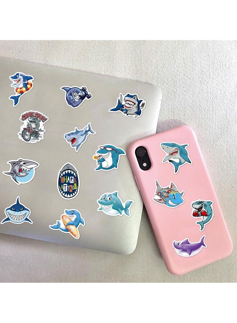 50 Pieces Shark Stickers Waterproof Vinyl Ocean Shark Sticker Cute Sea Animal Decals for Water Bottle Laptop Computer Bike Luggage Aesthetic Trendy Stickers for Teens Kids Adults - Image 5