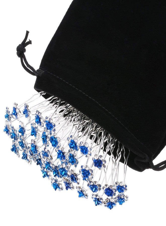 Onwon 40 Pieces Rose Flower Rhinestone Hair Clips Crystal Hair Pins for Bridal Wedding Party Daily Life Women and Girls Hair Jewelry Acessories, with Storage Bag (Blue) - Image 5