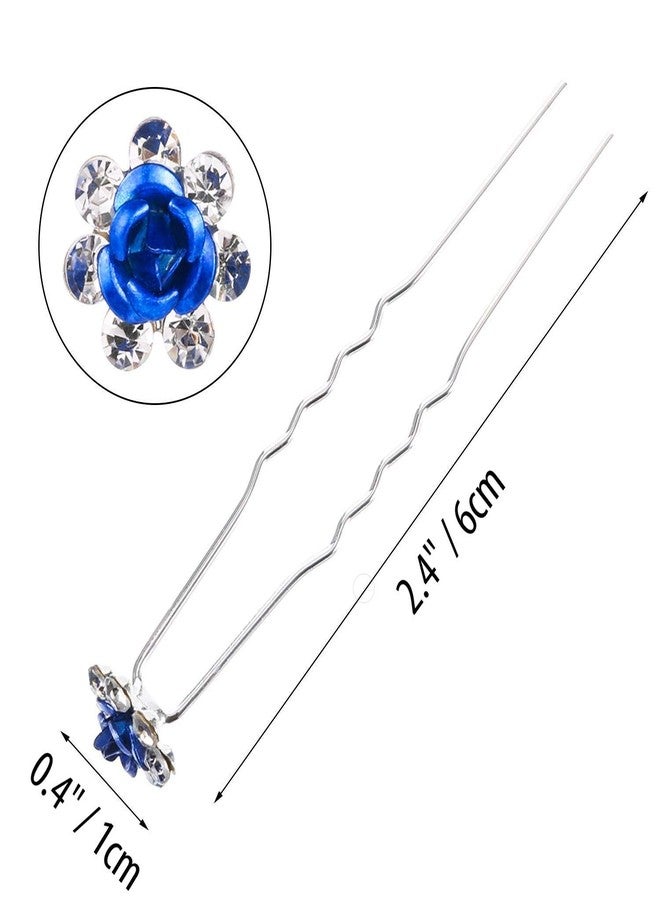 Onwon 40 Pieces Rose Flower Rhinestone Hair Clips Crystal Hair Pins for Bridal Wedding Party Daily Life Women and Girls Hair Jewelry Acessories, with Storage Bag (Blue) - Image 3