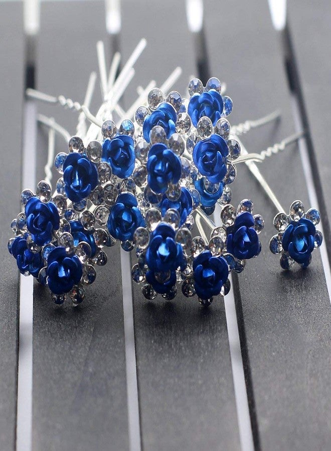 Onwon 40 Pieces Rose Flower Rhinestone Hair Clips Crystal Hair Pins for Bridal Wedding Party Daily Life Women and Girls Hair Jewelry Acessories, with Storage Bag (Blue) - Image 2
