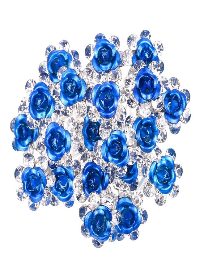 Onwon 40 Pieces Rose Flower Rhinestone Hair Clips Crystal Hair Pins for Bridal Wedding Party Daily Life Women and Girls Hair Jewelry Acessories, with Storage Bag (Blue) - Image 1