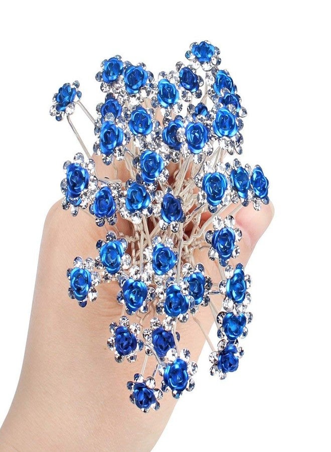 Onwon 40 Pieces Rose Flower Rhinestone Hair Clips Crystal Hair Pins for Bridal Wedding Party Daily Life Women and Girls Hair Jewelry Acessories, with Storage Bag (Blue) - Image 4