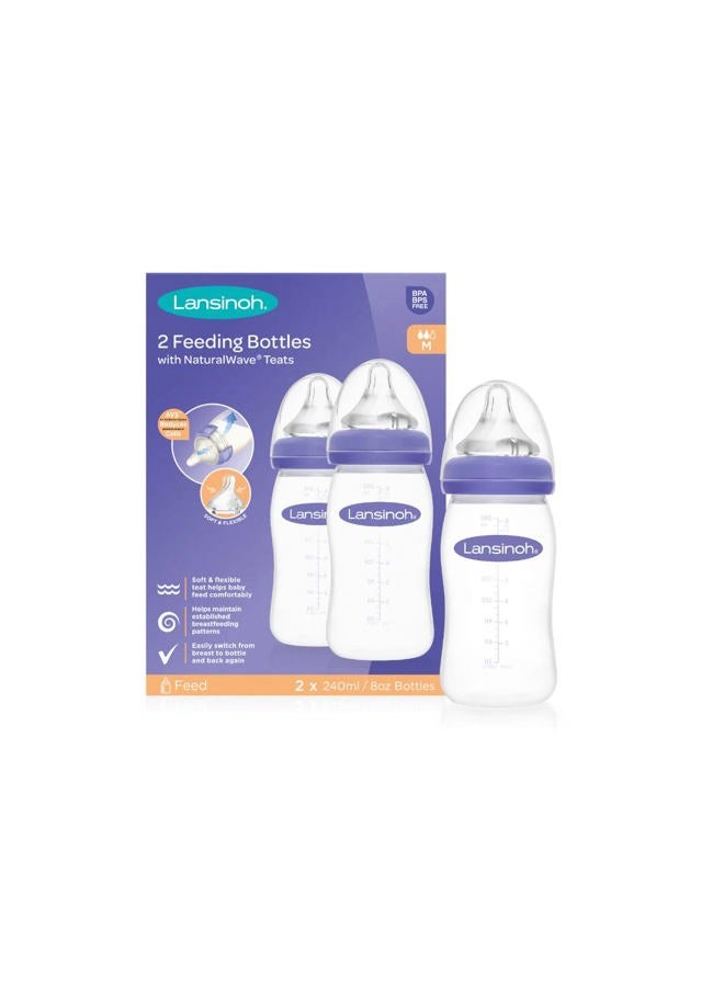 Lansinoh Momma Feeding Bottle with NaturalWave Teat (240 ml, Pack of 2) - Image 1