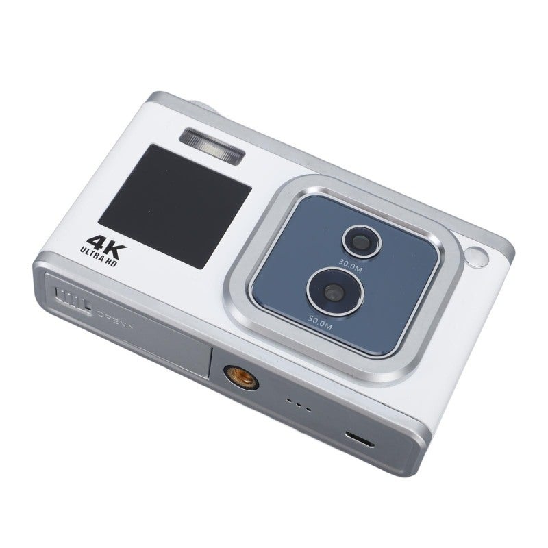 4K Digital Camera: 50MP 30MP Dual High Definition Cameras, Dual Screen, Auto Focus, 16X Digital Zoom, Built In Flash - White Compact Camera for Teens, Students, Beginners - Image 5