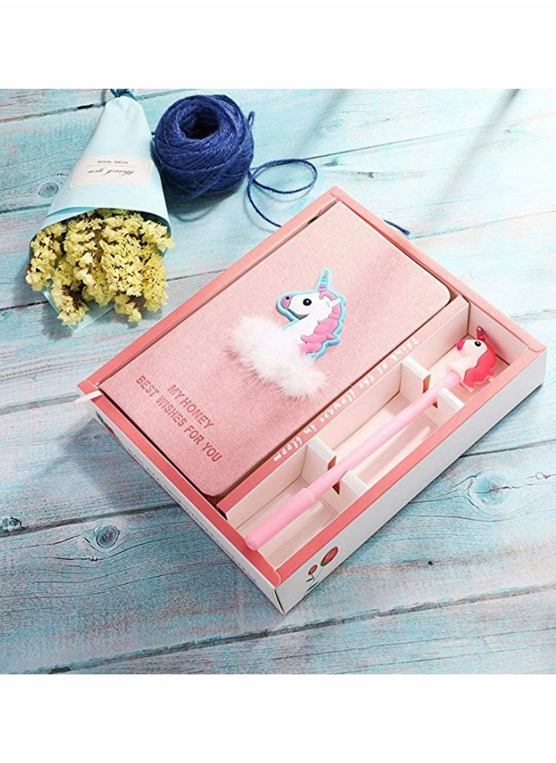 SYOSI - Unicorn Notebook 2 in 1 Stationery Set with Pen, Stationery Diary Handbook Notebooks Pocket Notepad, for All Ages Study School Kids Stationary Gifts Tools - Image 1