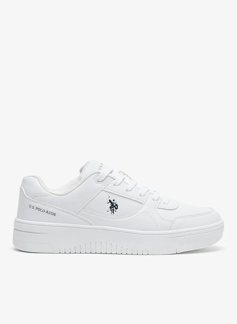 U.S. Polo Assn. Women's All-White Low-Top Sneakers - Classic Minimalist Design, Comfortable Everyday Casual Shoes