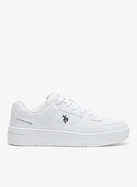 Women's All-White Low-Top Sneakers - Classic Minimalist Design Shoes, Comfortable Everyday Casual Shoes