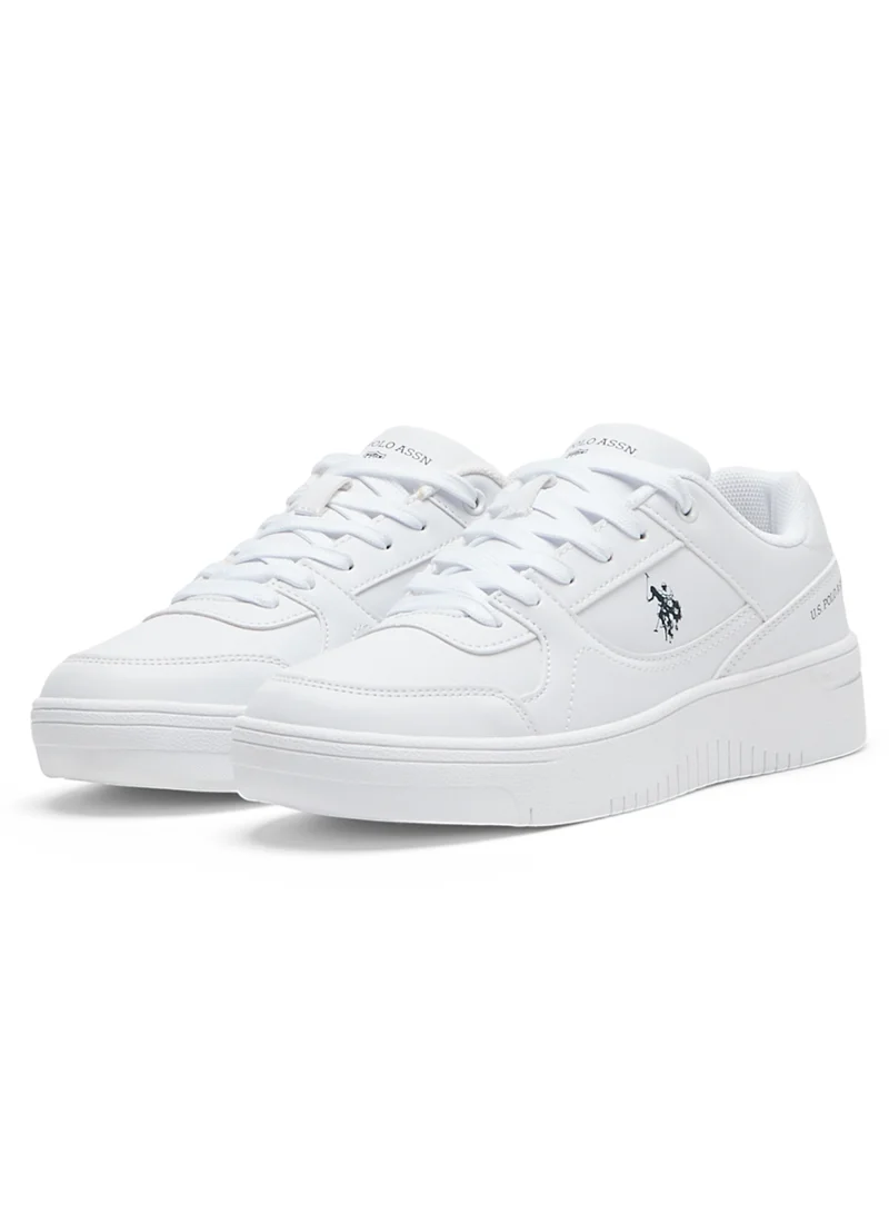 U.S. Polo Assn. Women's All-White Low-Top Sneakers - Classic Minimalist Design, Comfortable Everyday Casual Shoes