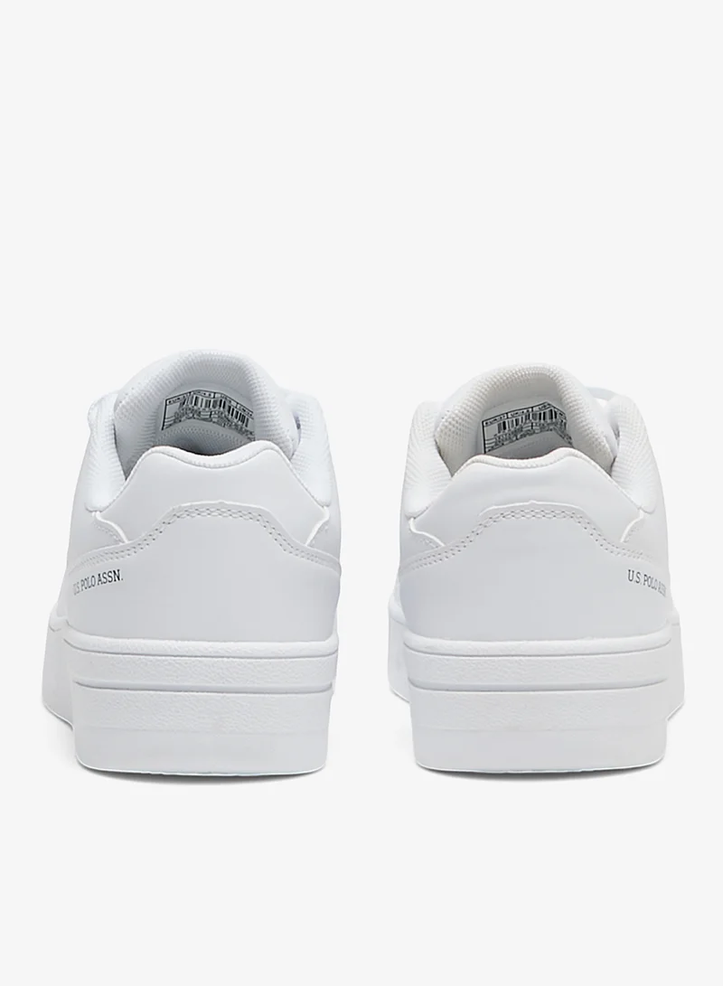 U.S. Polo Assn. White/Navy Women's All-White Low-Top Sneakers - Classic Minimalist Design Shoes, Comfortable Everyday Casual Shoes for Women | Best Price UAE