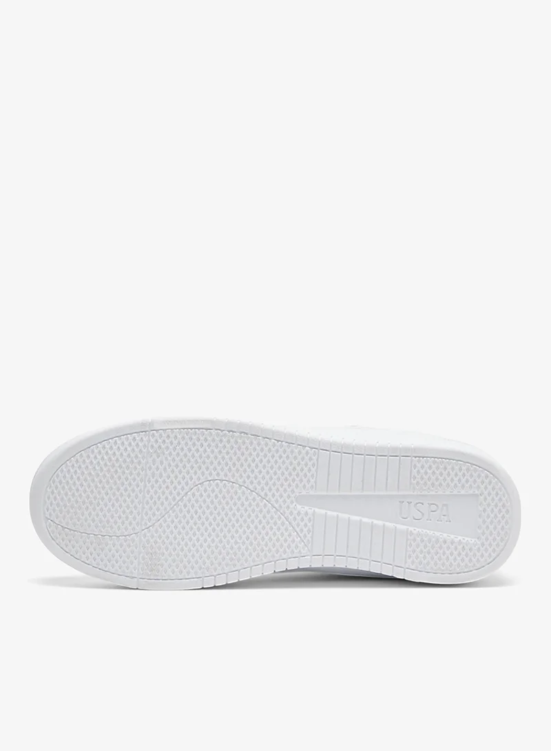 U.S. Polo Assn. White/Navy Women's All-White Low-Top Sneakers - Classic Minimalist Design Shoes, Comfortable Everyday Casual Shoes for Women | Best Price UAE