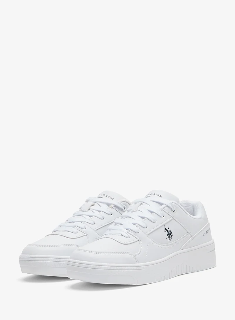 U.S. Polo Assn. White/Navy Women's All-White Low-Top Sneakers - Classic Minimalist Design Shoes, Comfortable Everyday Casual Shoes for Women | Best Price UAE