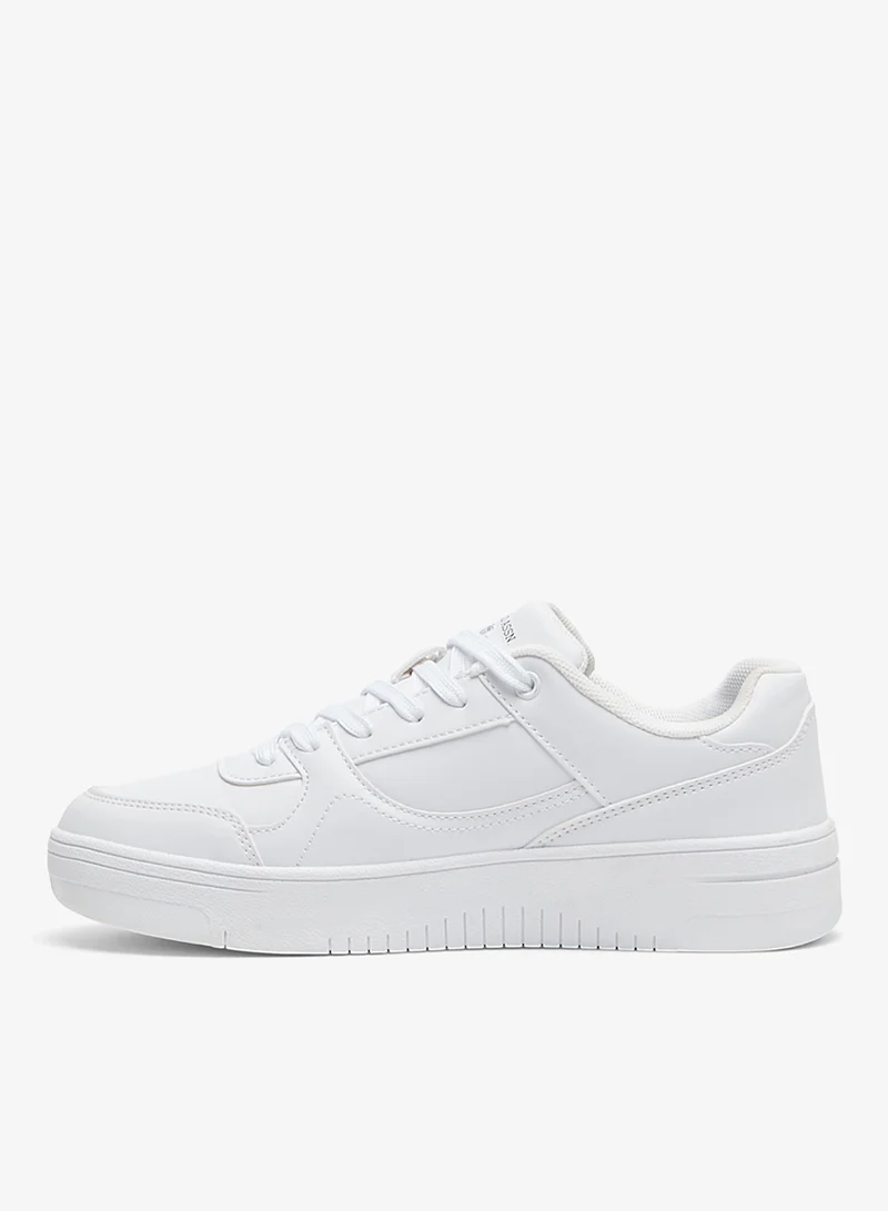U.S. Polo Assn. White/Navy Women's All-White Low-Top Sneakers - Classic Minimalist Design Shoes, Comfortable Everyday Casual Shoes for Women | Best Price UAE