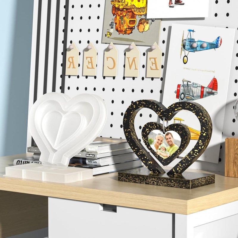 Love Epoxy Resin Molds Heart Picture Frame Silicone Mold with Stand Holder DIY Personalized Epoxy Photo Frame for Crafts Table Decor Gifts  - Image 4