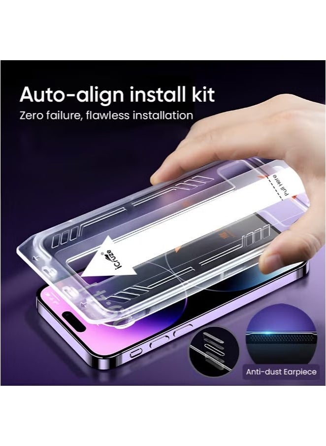 iCruze Tempered Glass Screen Protector for iPhone 15 Plus – 9H Hardness, Edge-to-Edge Coverage, Anti-Fingerprint, Oleophobic, Dust Filter, Eye Protection - Image 3
