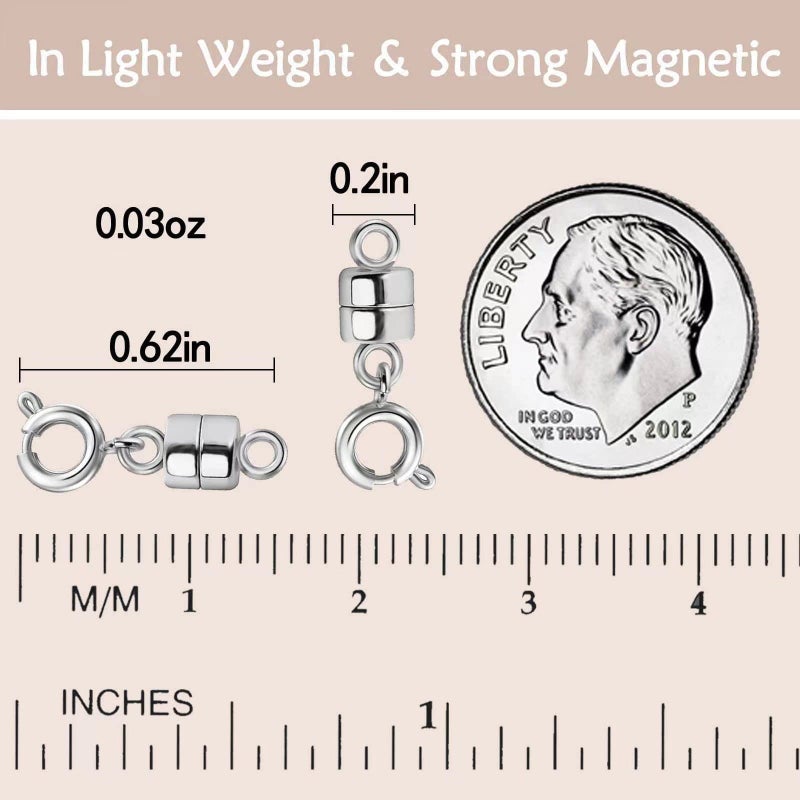 OHINGLT Strong Magnetic Necklace Clasps and Closures, Silver Plated Jewelry Clasps Converters for Bracelet Necklaces Chain - Image 3