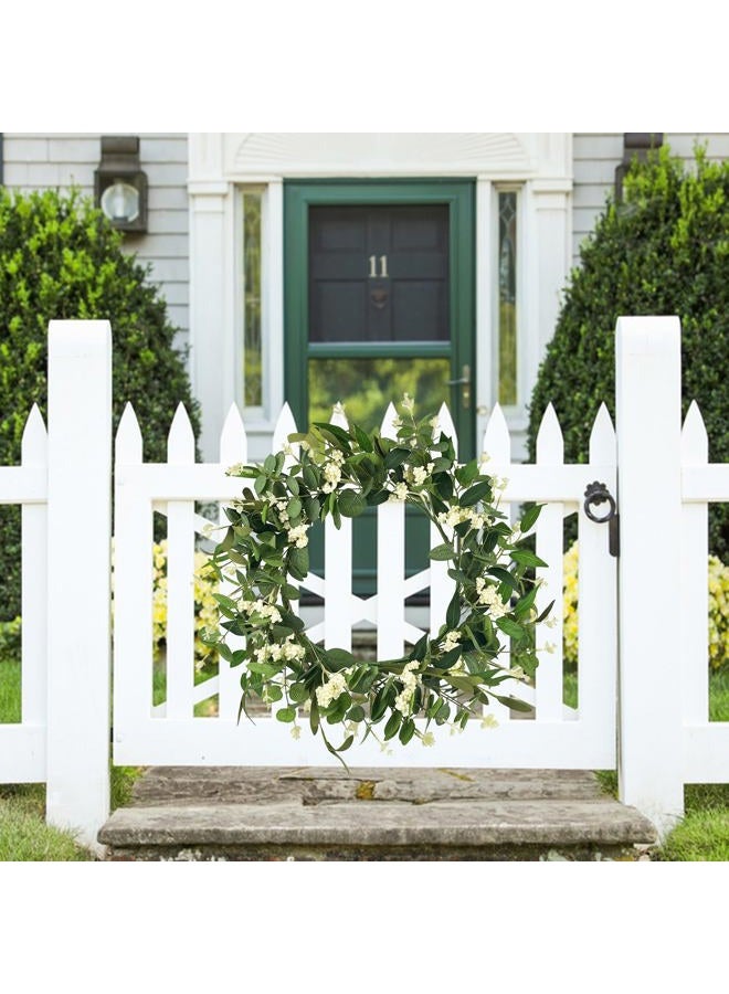 DEVONWIDE 20 inch Eucalyptus Wreath, Artificial Wreath for Front Door, Wall, Porch, Window, Wedding Festival Farmhouse Holiday Decor, All Seasons - Image 3