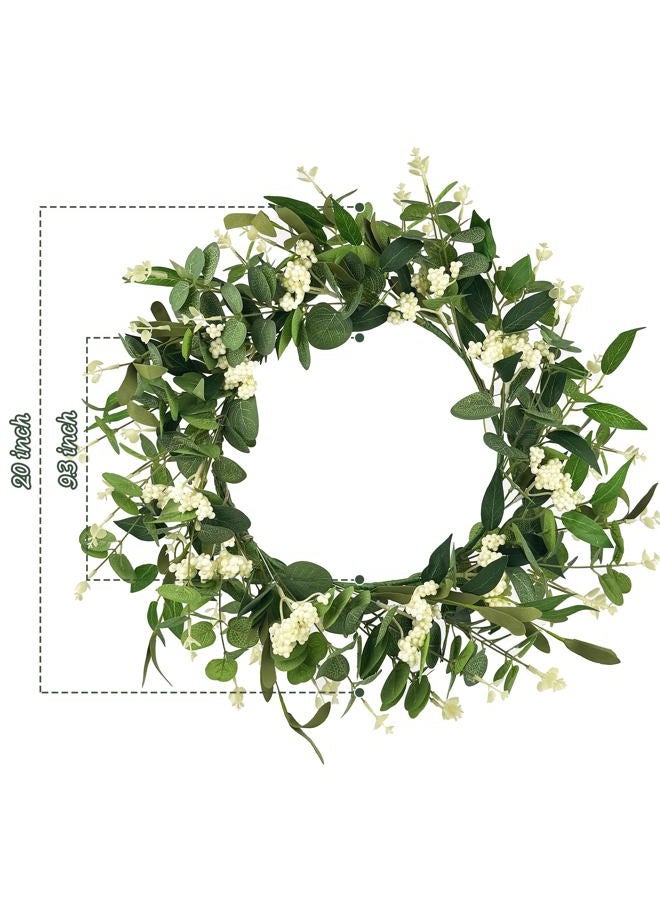 DEVONWIDE 20 inch Eucalyptus Wreath, Artificial Wreath for Front Door, Wall, Porch, Window, Wedding Festival Farmhouse Holiday Decor, All Seasons - Image 5