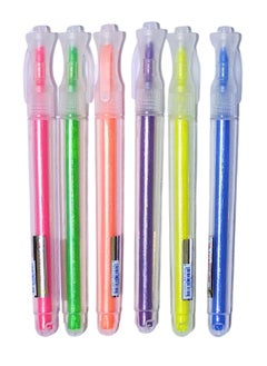 3A A set of 6 phosphorescent highlighter pens in different colours  - Image 1